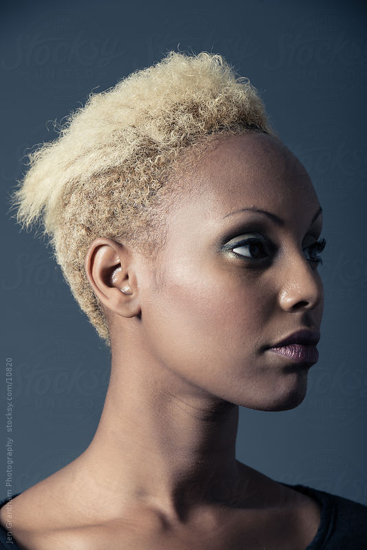 Black woman with blonde hair