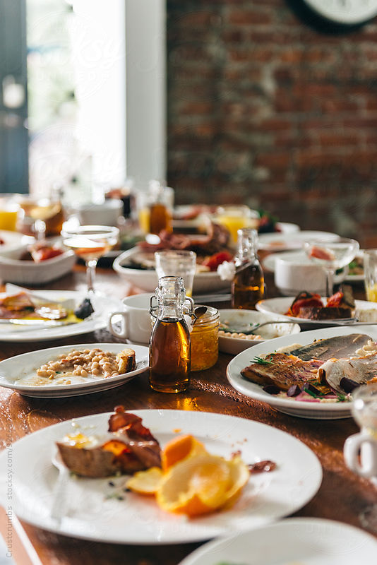 Messy table after brunch
