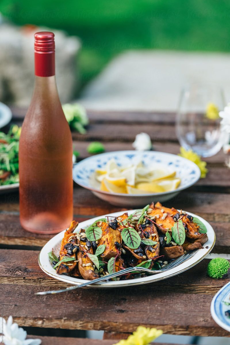 Sweet potato and wine for a summer feast